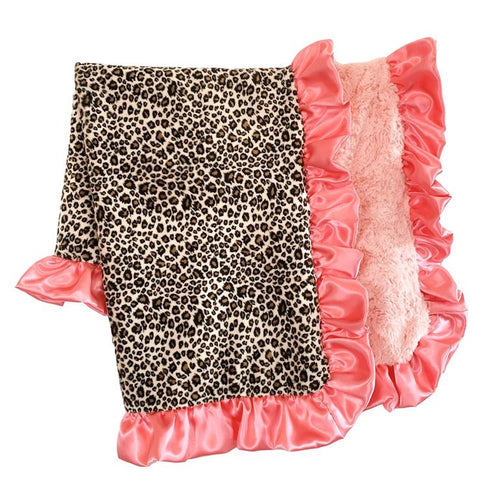 Pink Ruffle Leopard Blanket